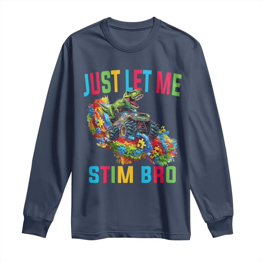 Autistic Dino Rex Driving Monster Truck Long Sleeve Shirt Autism Is My Superpower