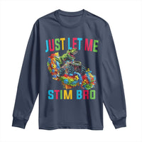 Autistic Dino Rex Driving Monster Truck Long Sleeve Shirt Autism Is My Superpower