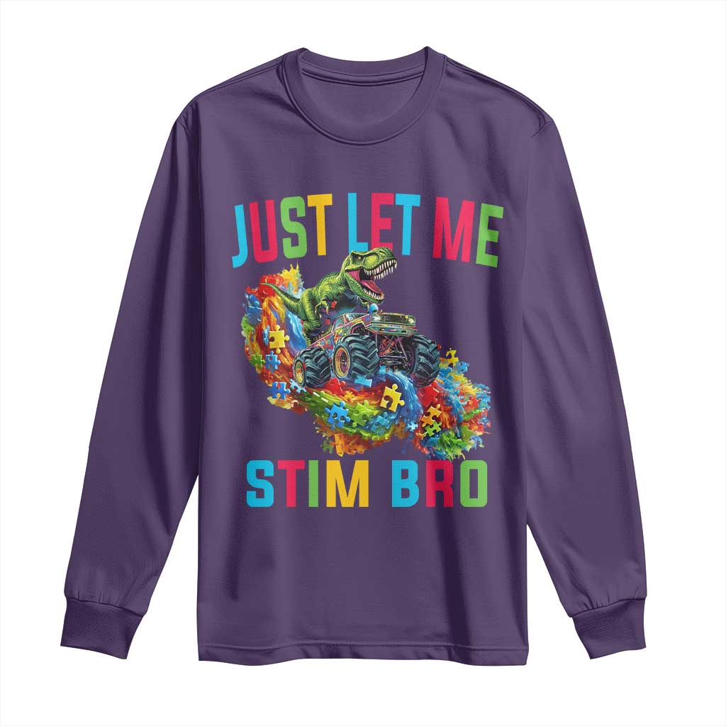 Autistic Dino Rex Driving Monster Truck Long Sleeve Shirt Autism Is My Superpower
