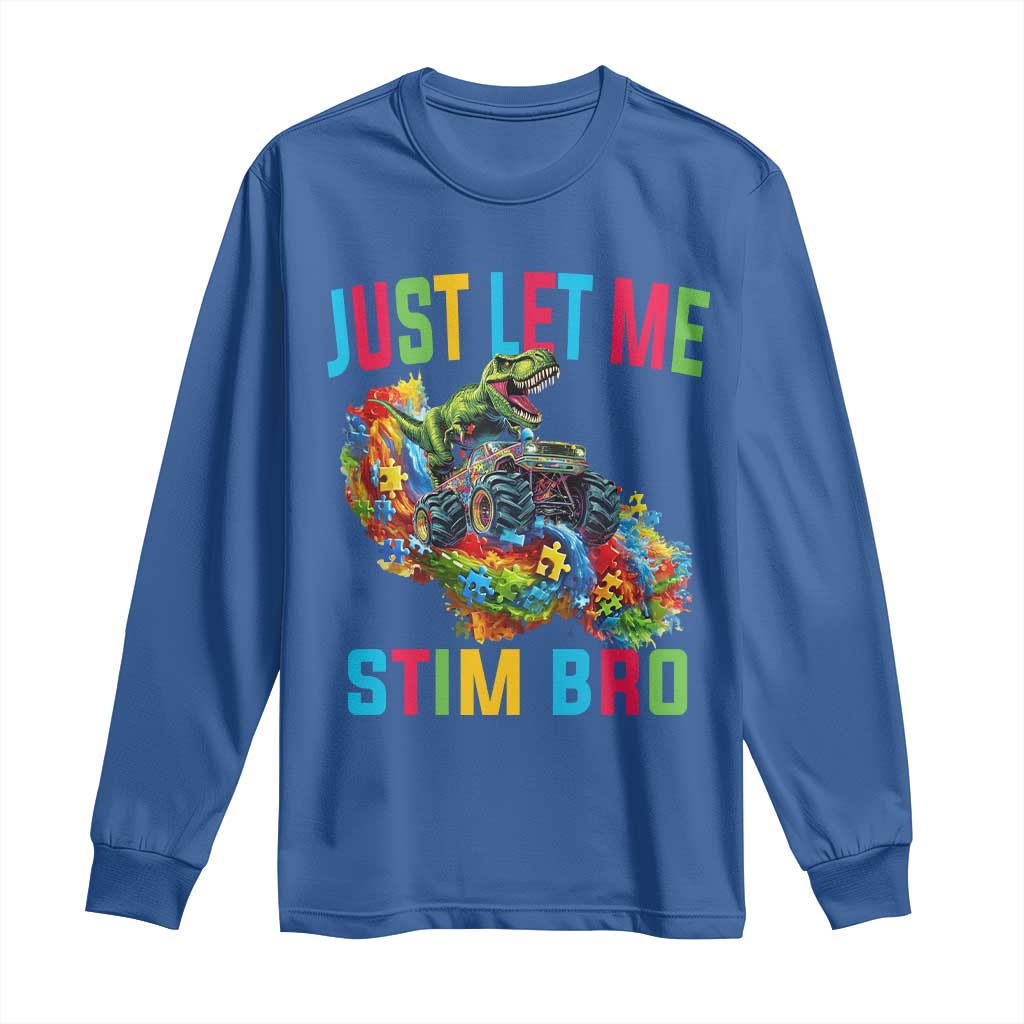 Autistic Dino Rex Driving Monster Truck Long Sleeve Shirt Autism Is My Superpower