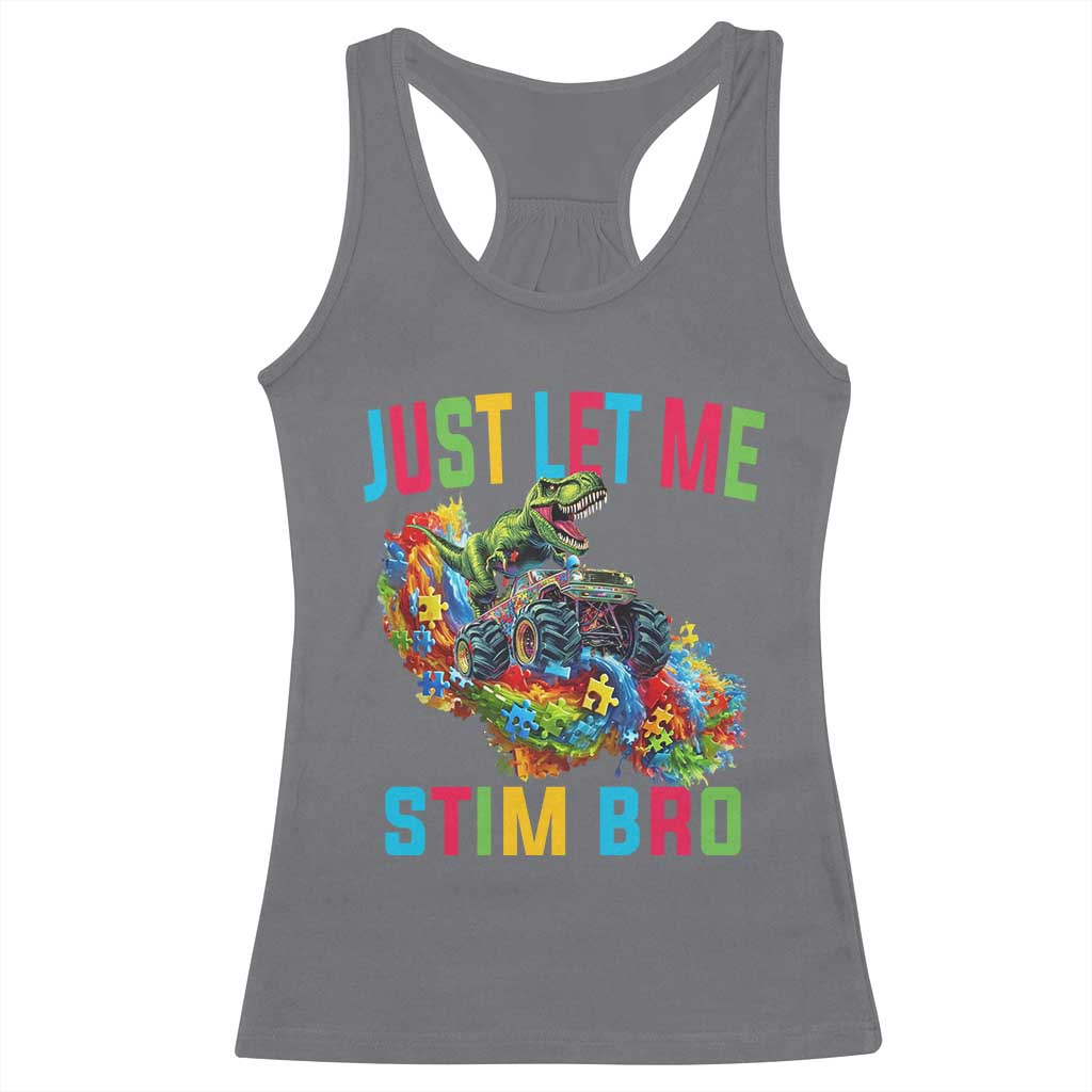 Autistic Dino Rex Driving Monster Truck Racerback Tank Top Autism Is My Superpower