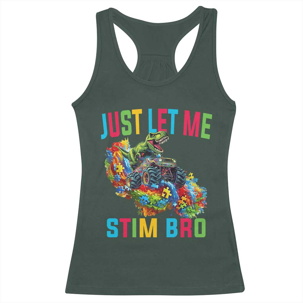 Autistic Dino Rex Driving Monster Truck Racerback Tank Top Autism Is My Superpower