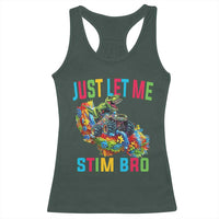 Autistic Dino Rex Driving Monster Truck Racerback Tank Top Autism Is My Superpower