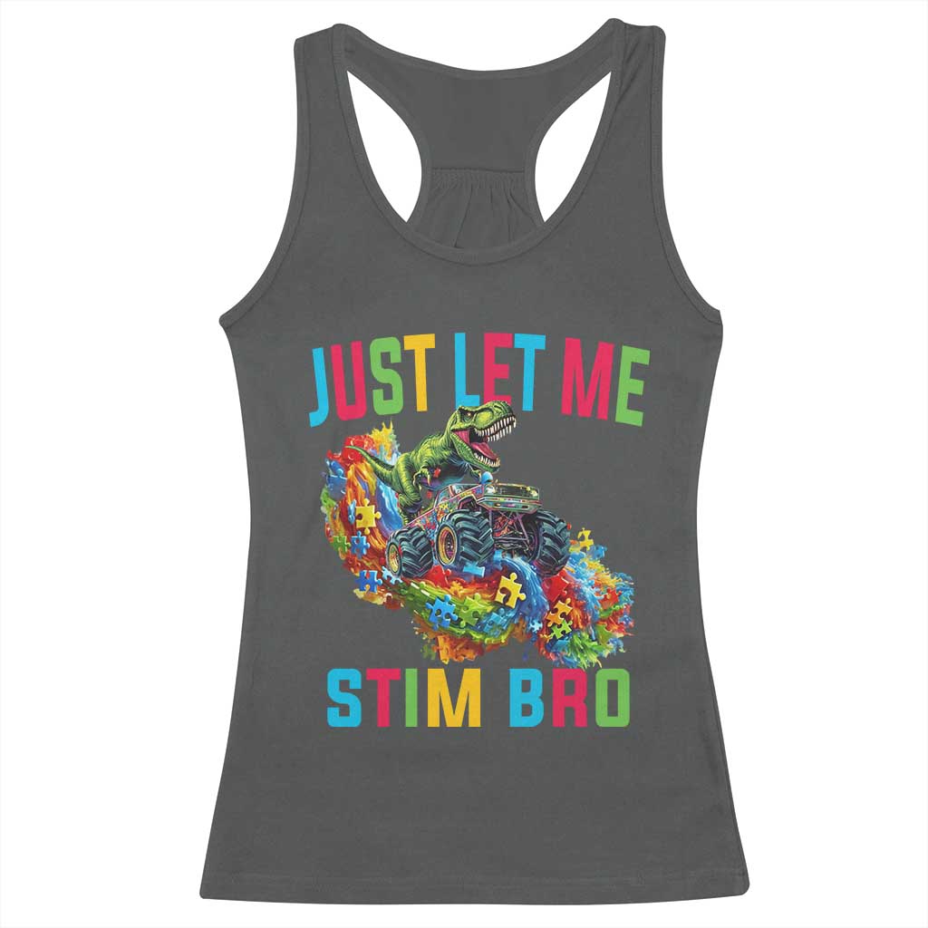 Autistic Dino Rex Driving Monster Truck Racerback Tank Top Autism Is My Superpower