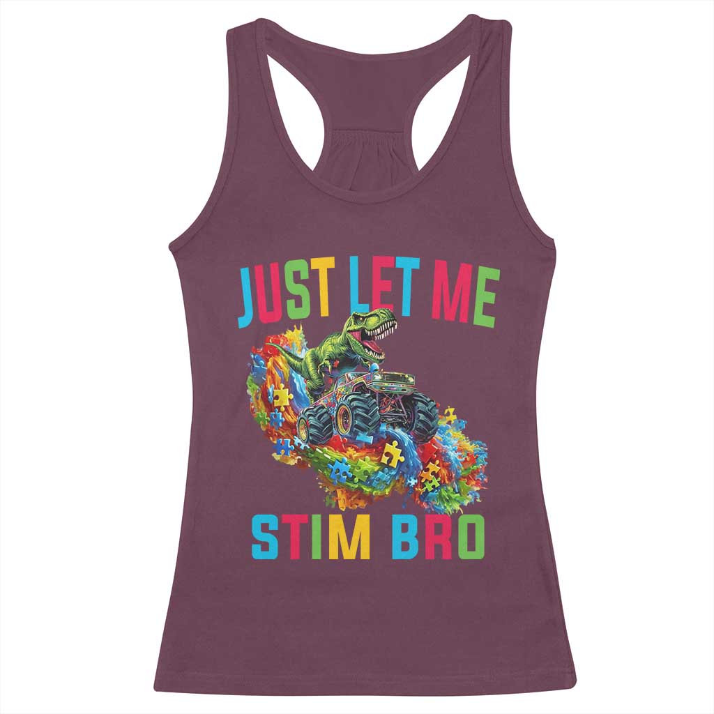 Autistic Dino Rex Driving Monster Truck Racerback Tank Top Autism Is My Superpower