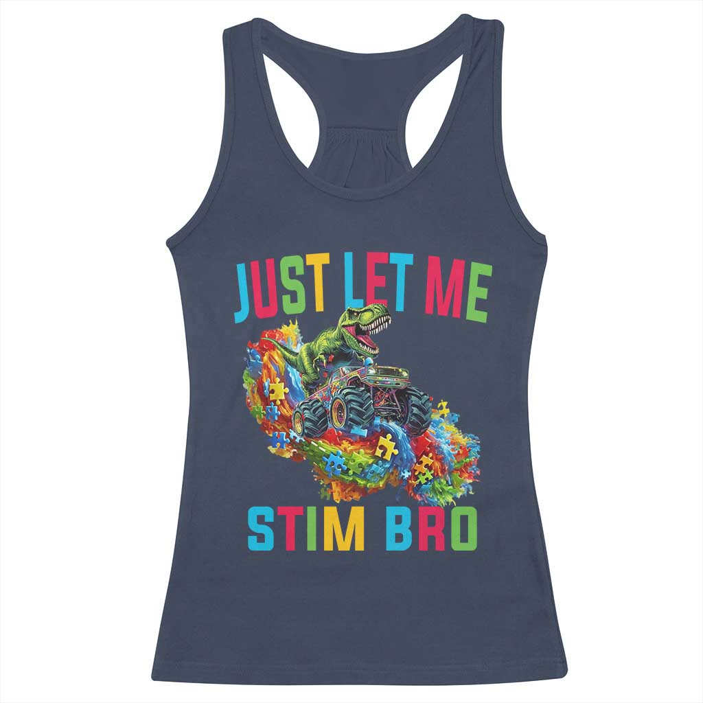 Autistic Dino Rex Driving Monster Truck Racerback Tank Top Autism Is My Superpower