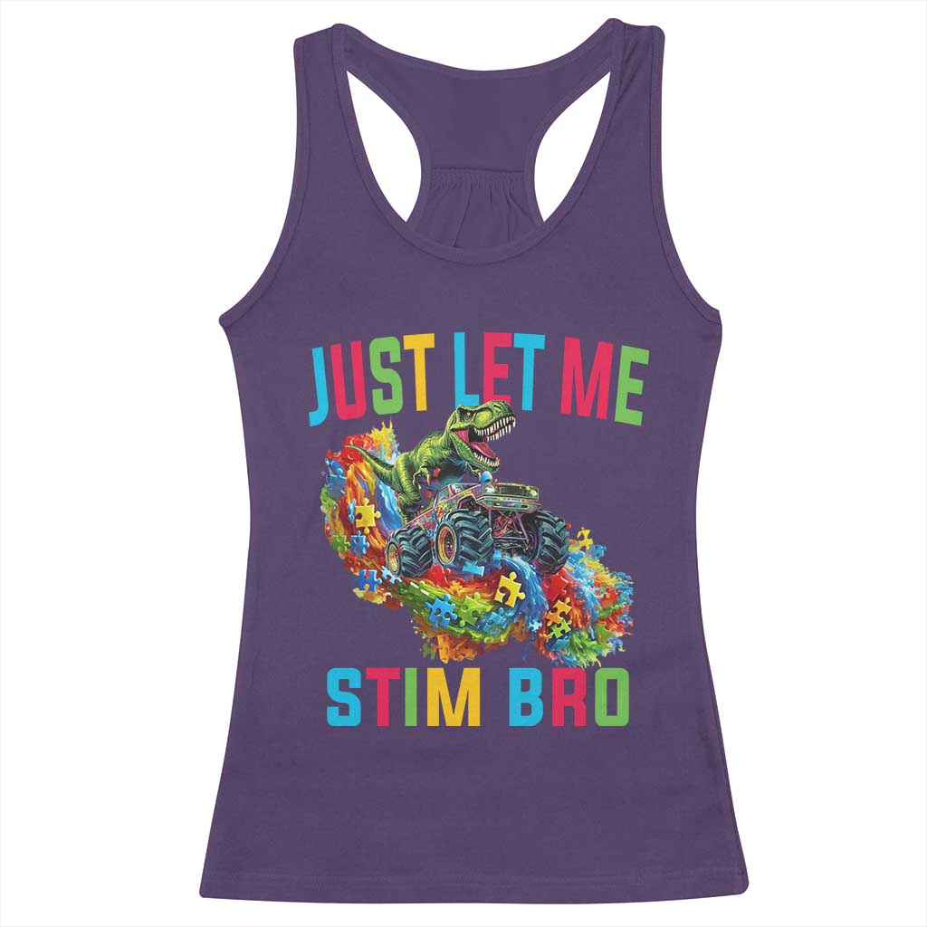 Autistic Dino Rex Driving Monster Truck Racerback Tank Top Autism Is My Superpower
