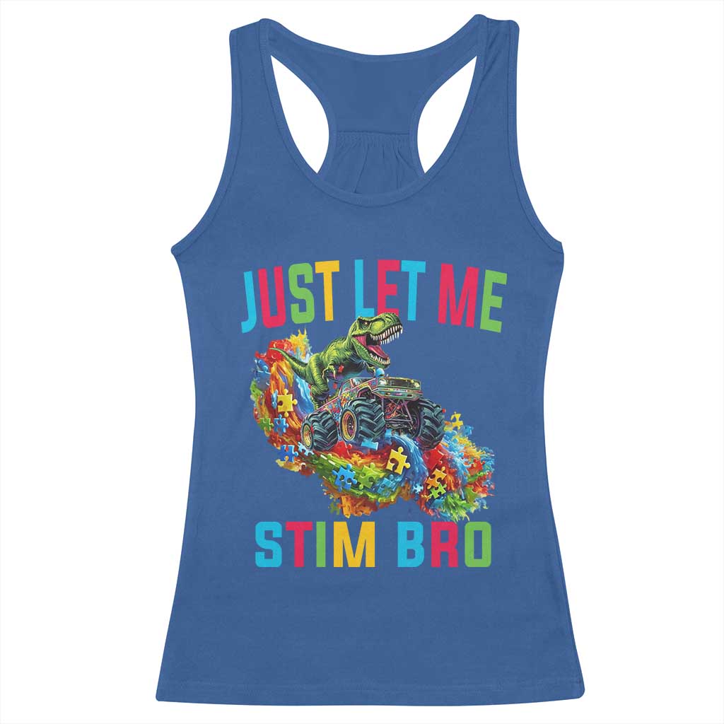 Autistic Dino Rex Driving Monster Truck Racerback Tank Top Autism Is My Superpower