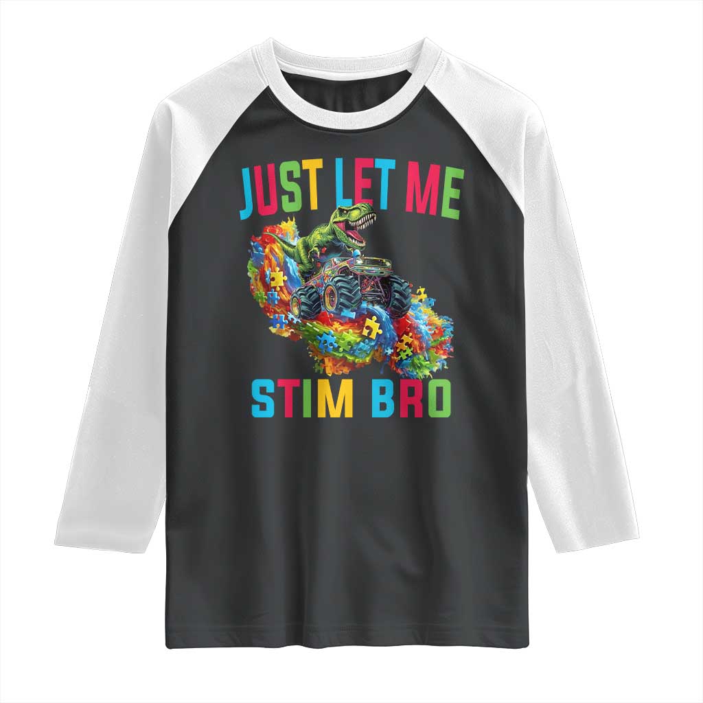 Autistic Dino Rex Driving Monster Truck Raglan Shirt Autism Is My Superpower