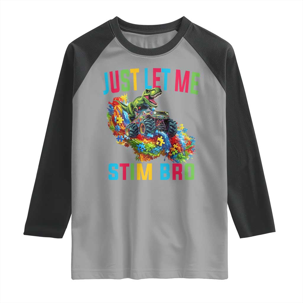 Autistic Dino Rex Driving Monster Truck Raglan Shirt Autism Is My Superpower