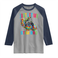 Autistic Dino Rex Driving Monster Truck Raglan Shirt Autism Is My Superpower