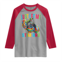 Autistic Dino Rex Driving Monster Truck Raglan Shirt Autism Is My Superpower