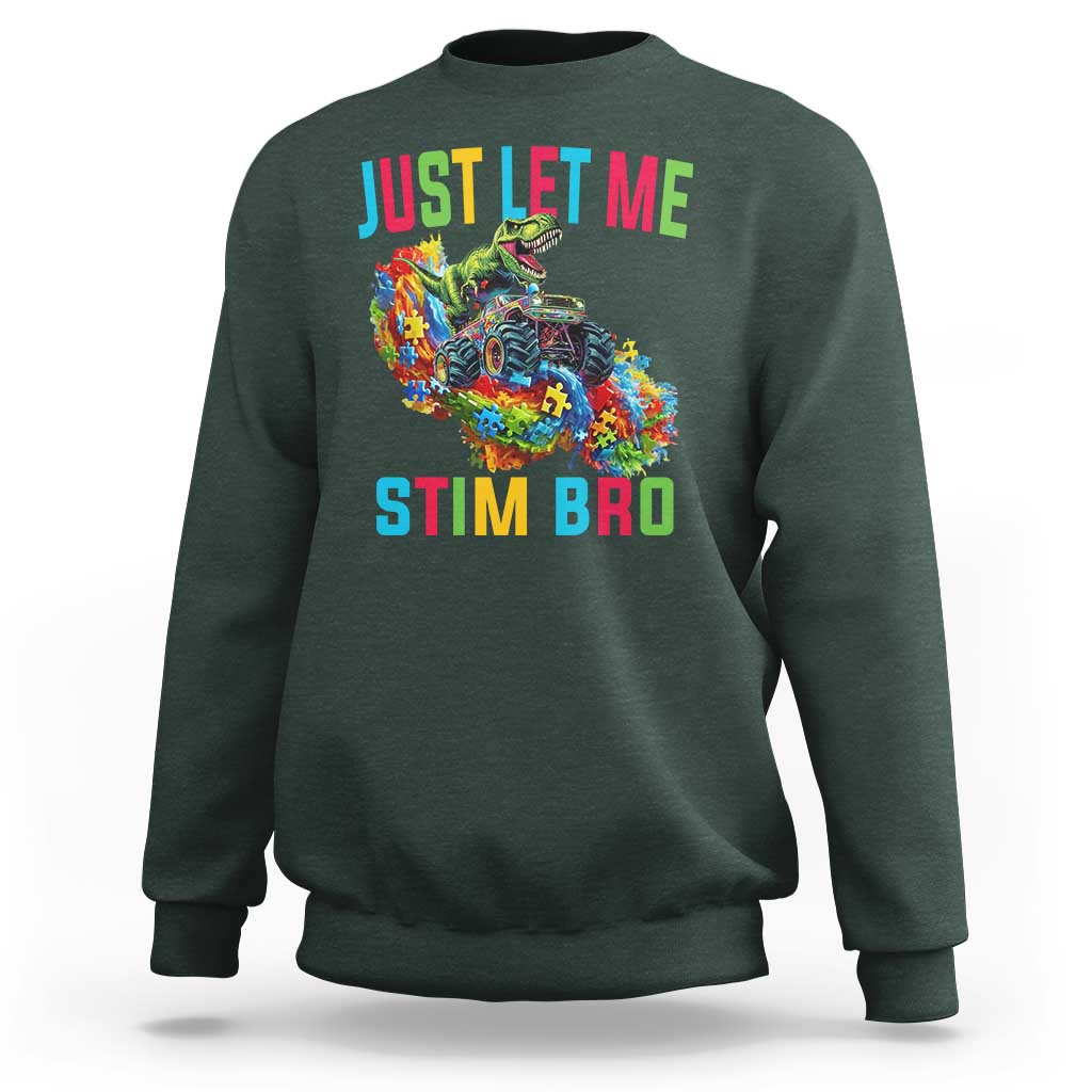 Autistic Dino Rex Driving Monster Truck Sweatshirt Autism Is My Superpower