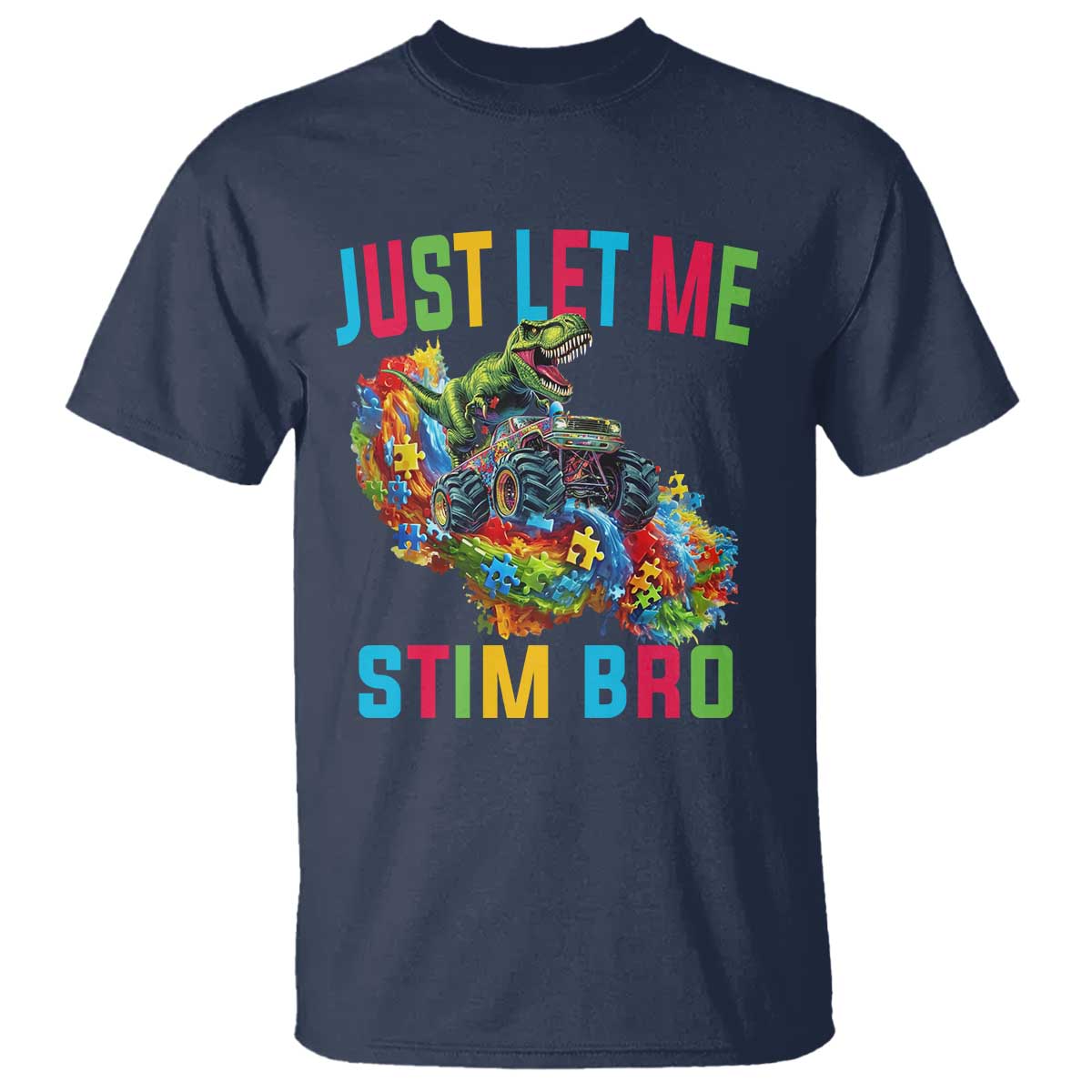 Autistic Dino Rex Driving Monster Truck T Shirt Autism Is My Superpower