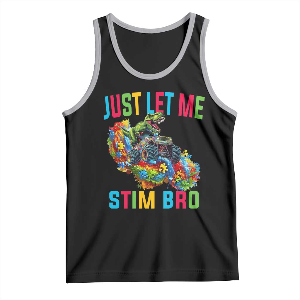 Autistic Dino Rex Driving Monster Truck Tank Top Autism Is My Superpower