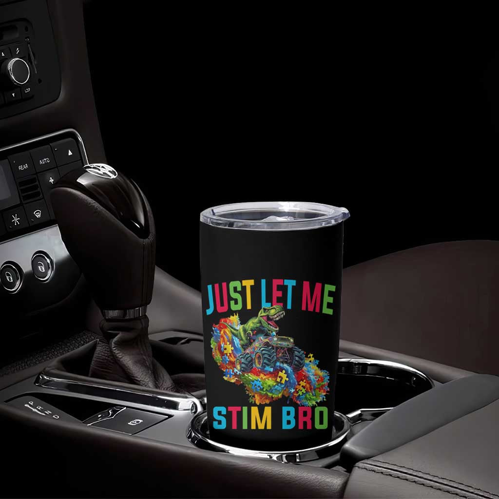 Autistic Dino Rex Driving Monster Truck Tumbler Cup Autism Is My Superpower