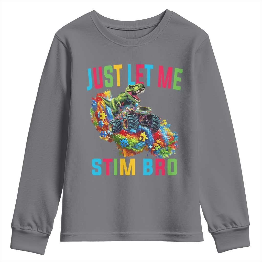 Autistic Dino Rex Driving Monster Truck Youth Sweatshirt Autism Is My Superpower