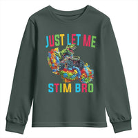 Autistic Dino Rex Driving Monster Truck Youth Sweatshirt Autism Is My Superpower