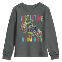 Autistic Dino Rex Driving Monster Truck Youth Sweatshirt Autism Is My Superpower