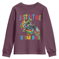 Autistic Dino Rex Driving Monster Truck Youth Sweatshirt Autism Is My Superpower
