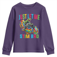 Autistic Dino Rex Driving Monster Truck Youth Sweatshirt Autism Is My Superpower