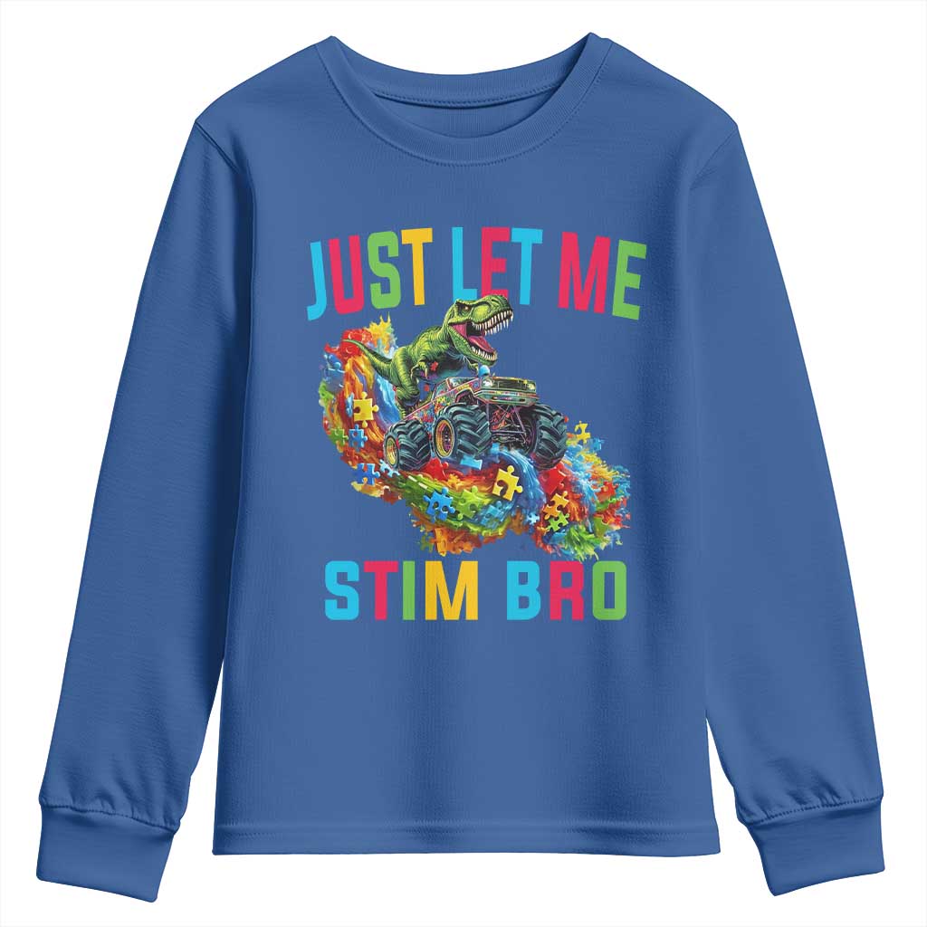 Autistic Dino Rex Driving Monster Truck Youth Sweatshirt Autism Is My Superpower
