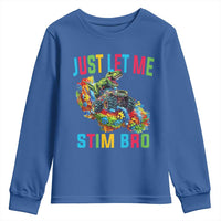 Autistic Dino Rex Driving Monster Truck Youth Sweatshirt Autism Is My Superpower