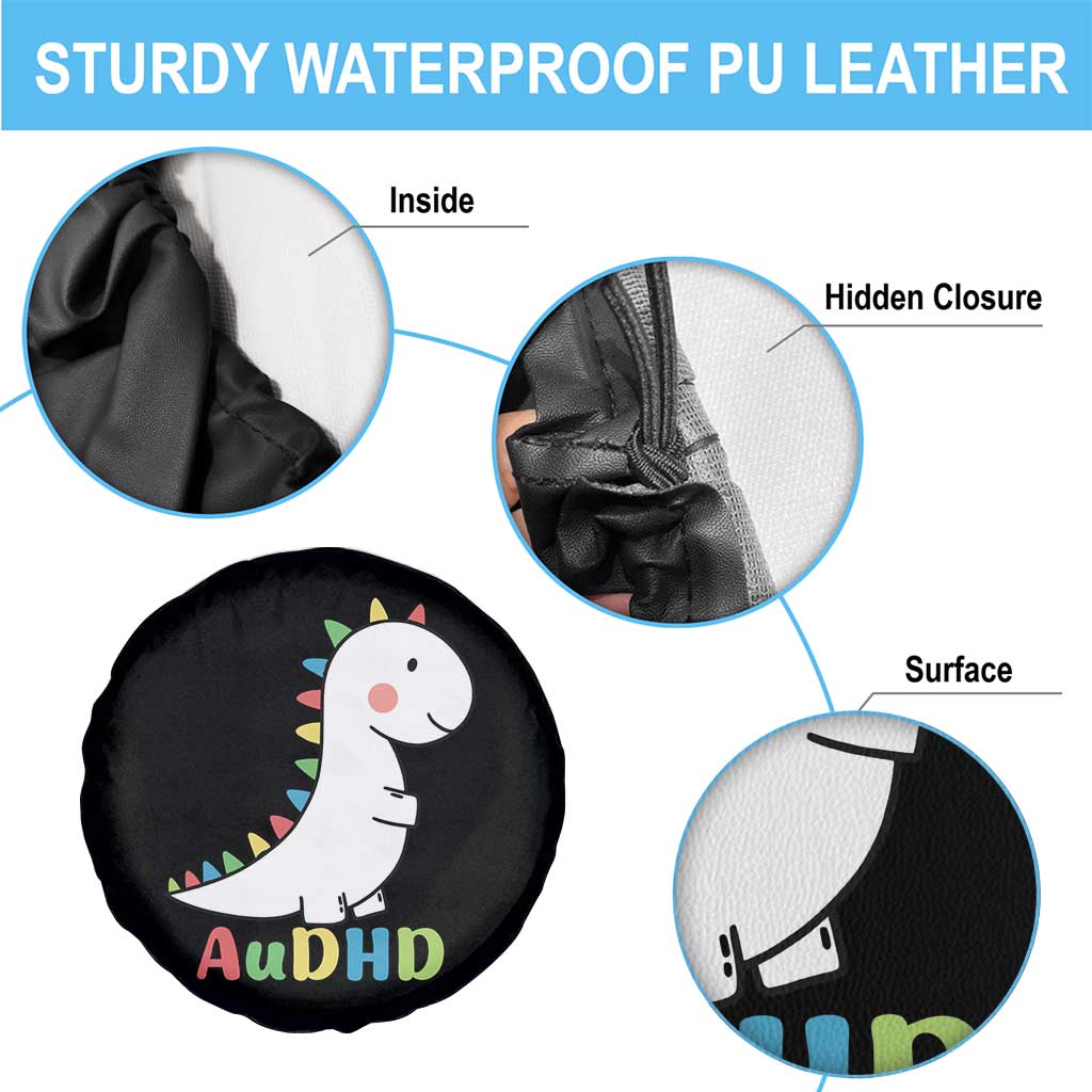 Cute Dinosaur AuDHD Spare Tire Cover ADHD Awareness