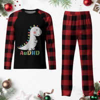 Cute Dinosaur AuDHD Plaid Pajama Set ADHD Awareness - Wonder Print Shop
