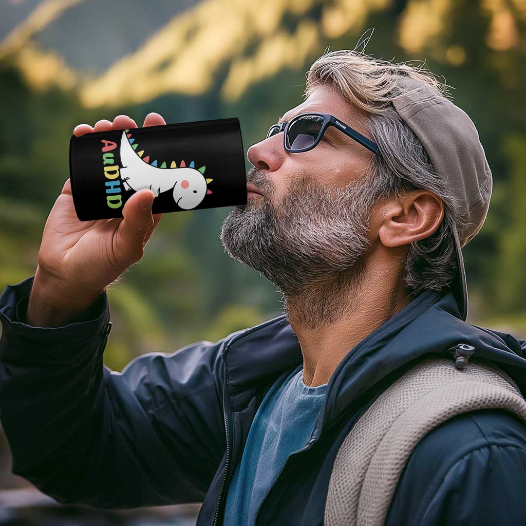 Cute Dinosaur AuDHD 4 in 1 Can Cooler Tumbler ADHD Awareness