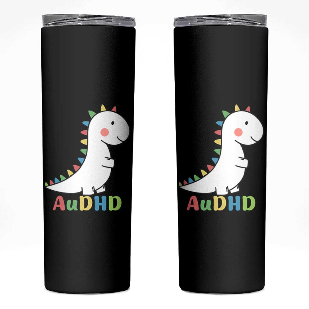 Cute Dinosaur AuDHD Skinny Tumbler ADHD Awareness