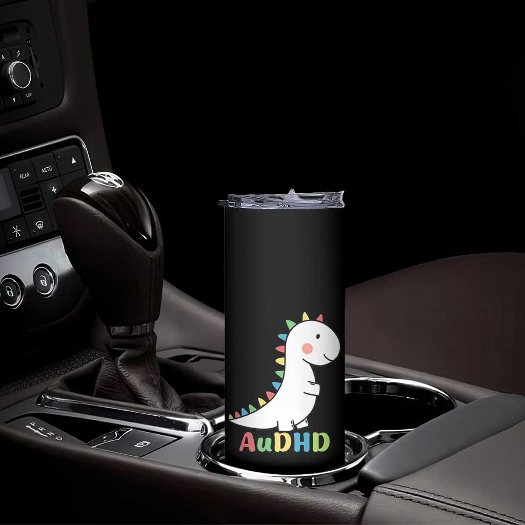 Cute Dinosaur AuDHD Skinny Tumbler ADHD Awareness