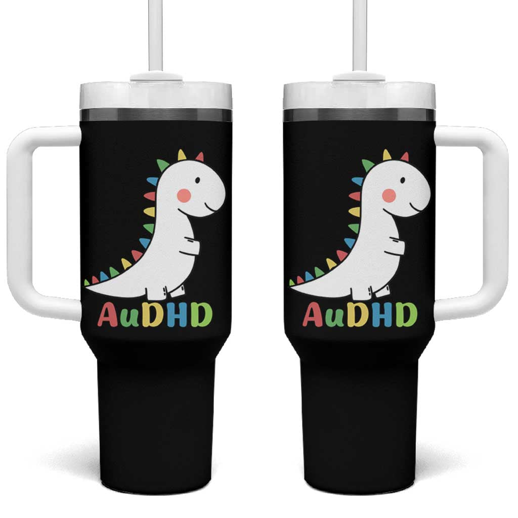 Cute Dinosaur AuDHD Tumbler With Handle ADHD Awareness