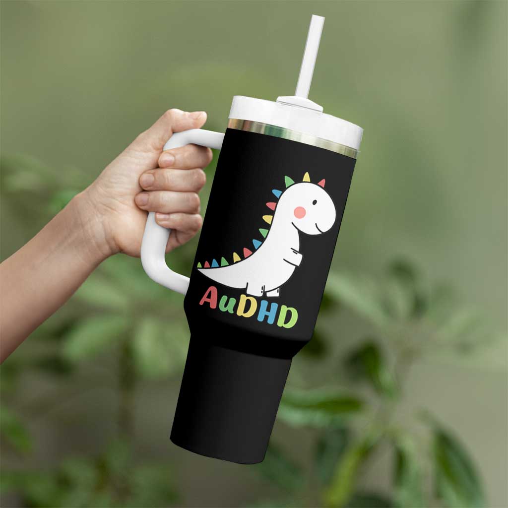 Cute Dinosaur AuDHD Tumbler With Handle ADHD Awareness