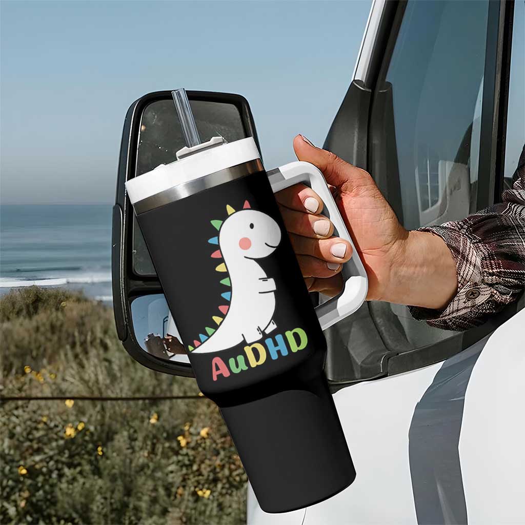 Cute Dinosaur AuDHD Tumbler With Handle ADHD Awareness