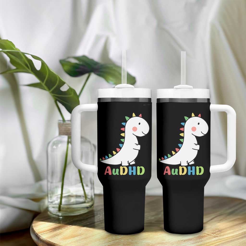 Cute Dinosaur AuDHD Tumbler With Handle ADHD Awareness