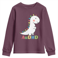 Cute Dinosaur AuDHD Youth Sweatshirt ADHD Awareness