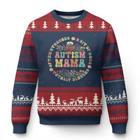 Autism Mama Ugly Christmas Sweater Totally Blessed Often Stressed A Bit Of A Mess - Wonder Print Shop