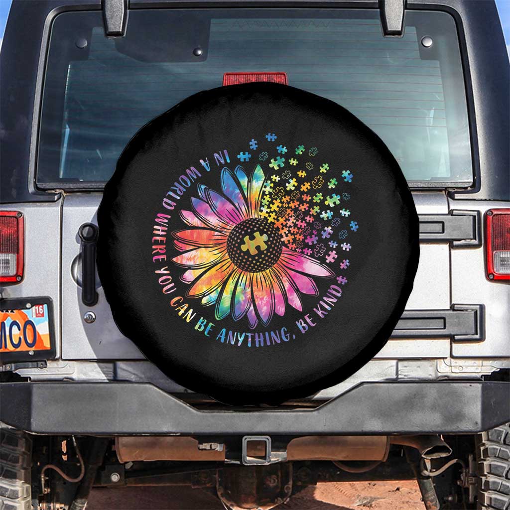 Be Kind Autism Awareness Spare Tire Cover Kindness Sunflower Tie Dye Puzzle