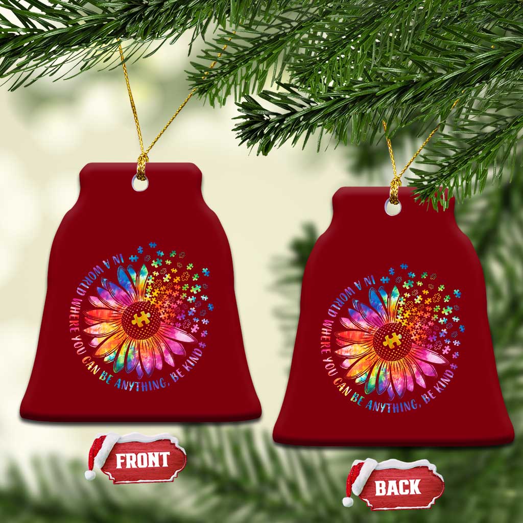 Be Kind Autism Awareness Ceramic Ornament Kindness Sunflower Tie Dye Puzzle - Wonder Print Shop