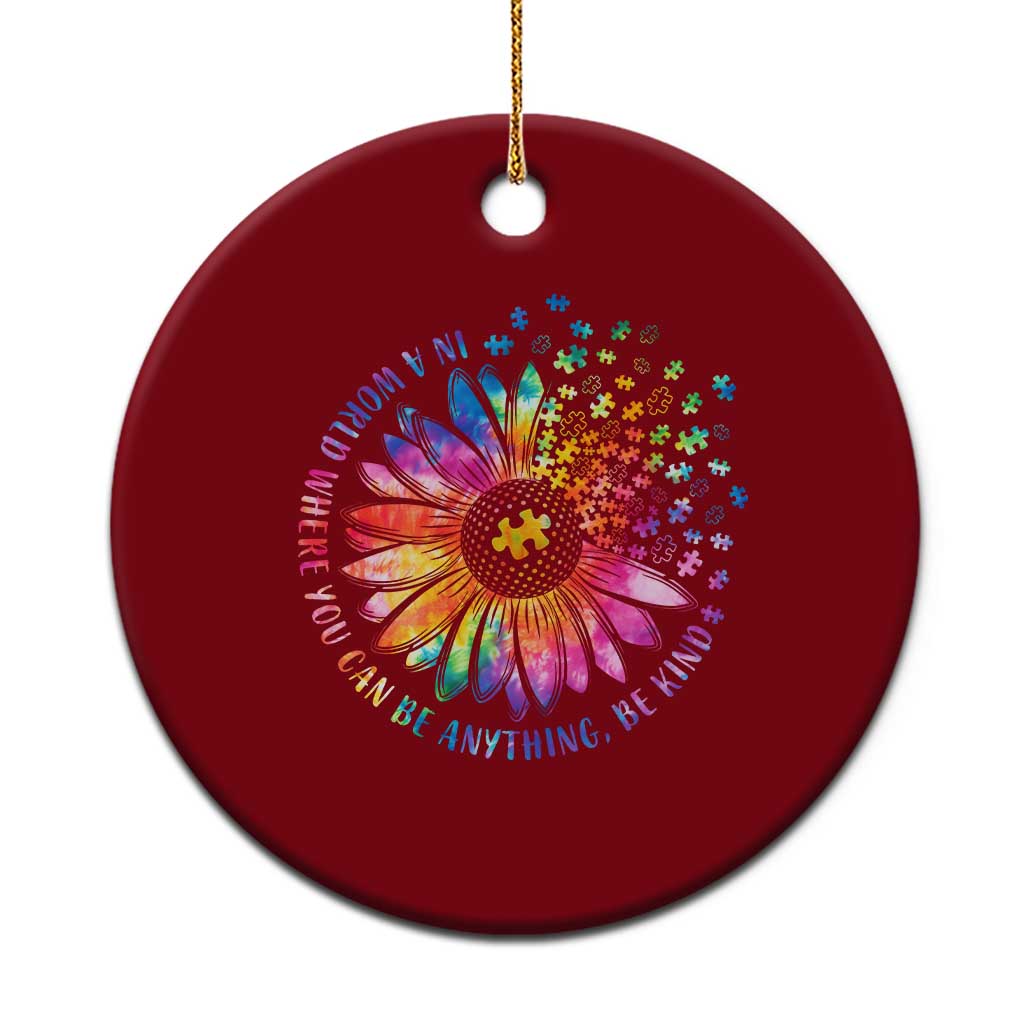 Be Kind Autism Awareness Ceramic Ornament Kindness Sunflower Tie Dye Puzzle - Wonder Print Shop