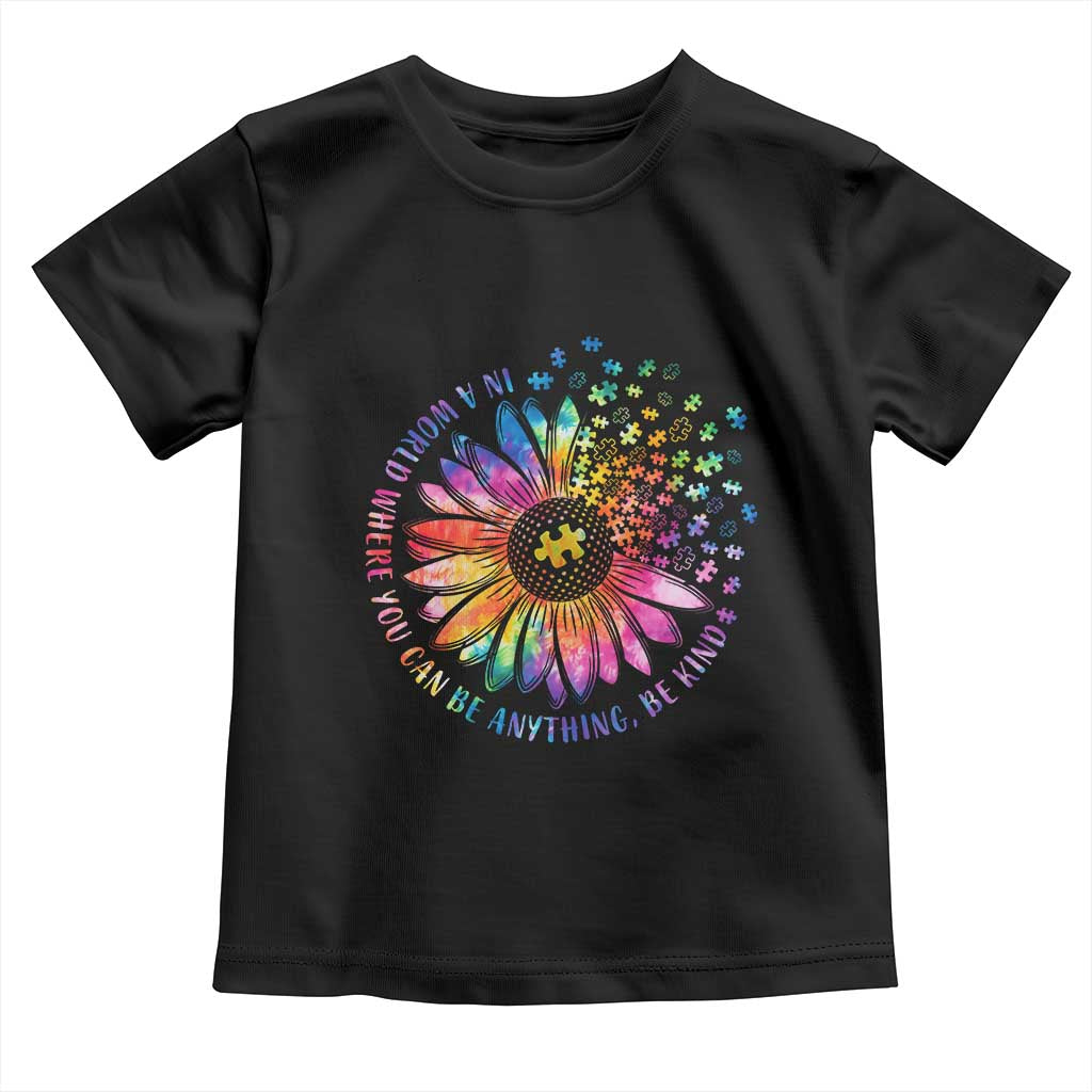Be Kind Autism Awareness Toddler T Shirt Kindness Sunflower Tie Dye Puzzle