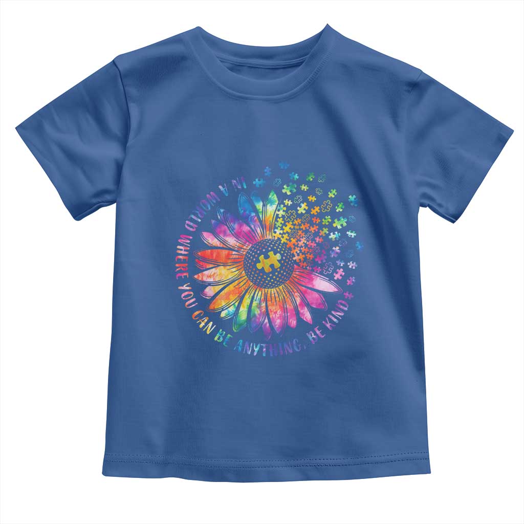 Be Kind Autism Awareness Toddler T Shirt Kindness Sunflower Tie Dye Puzzle