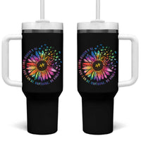 Be Kind Autism Awareness Tumbler With Handle Kindness Sunflower Tie Dye Puzzle