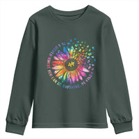 Be Kind Autism Awareness Youth Sweatshirt Kindness Sunflower Tie Dye Puzzle