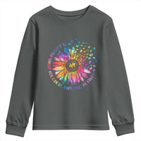 Be Kind Autism Awareness Youth Sweatshirt Kindness Sunflower Tie Dye Puzzle