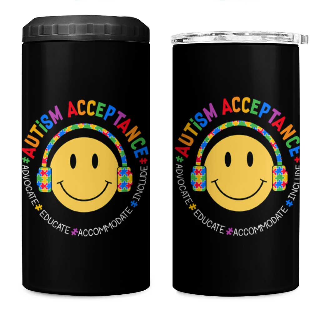 Autism Awareness Acceptance 4 in 1 Can Cooler Tumbler Special Education Teacher Kids