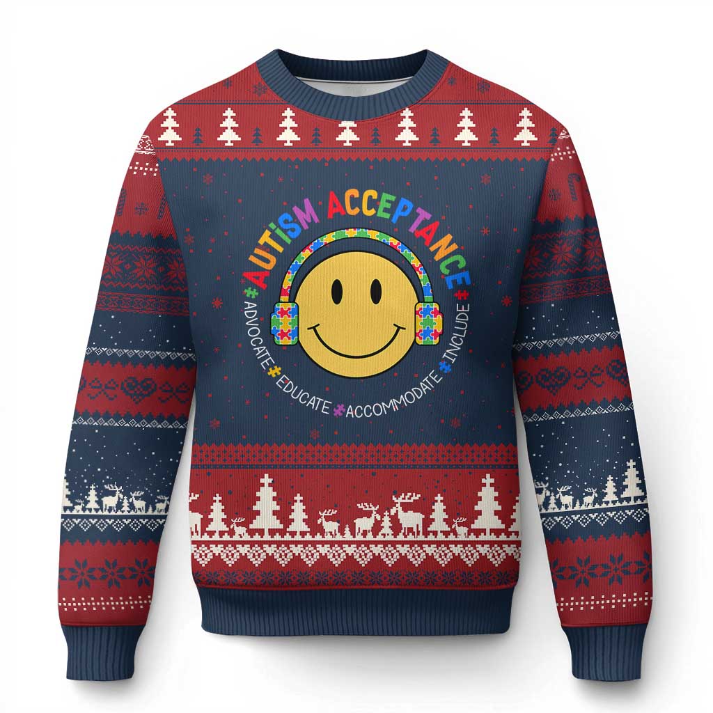 Autism Awareness Acceptance Ugly Christmas Sweater Special Education Teacher Kids - Wonder Print Shop