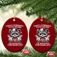 Funny Autistic Raccoon Ceramic Ornament I Don't Struggle With Autism - Wonder Print Shop