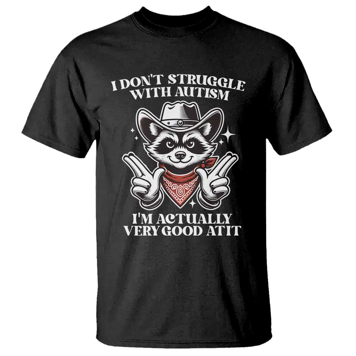 Funny Autistic Raccoon T Shirt I Don't Struggle With Autism
